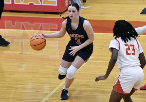HCHS sophomore Makenzie Gosnell made it rain from deep against Winder-Barrow. She hit five threes en route to a season-high 17 points to lead all-scorers in the contest. LANG STOREY/Staff