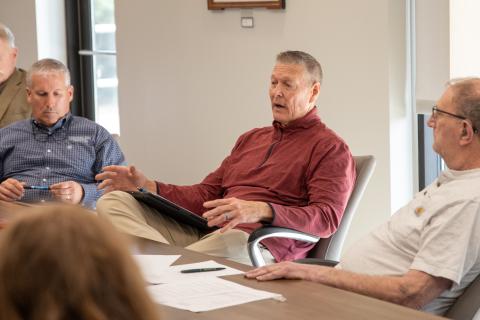 Development Authority Board Member Mike Franklin responds to accusations in the meeting on Thursday. ZACH TAYLOR/Staff