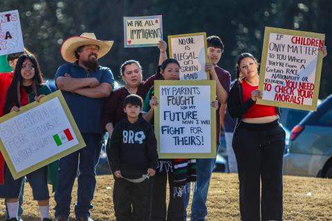 Maricela Castillo Arellano, left center, and her family attend the rally. Submitted