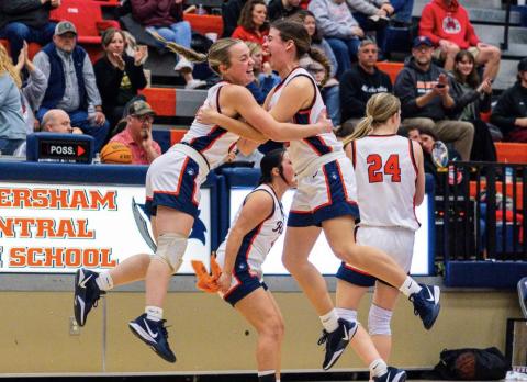 The Lady Raiders - including Jaden Bailes (left) and Katie Roberts - have had plenty to celebrate over the past couple weeks. The team has rattled off five consecutive wins and six of their last seven. MEG LABARBERA/HCHS