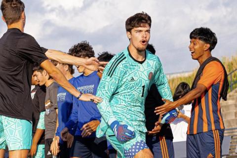 Senior Everett Rudeseal offers both leadership and a strong presence in the net as HCHS’ goalkeeper. SUBMITTED