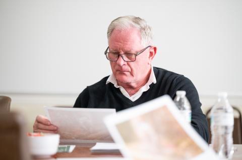 Councilman Don Nix reviews a plot map for a property on Robertson Loop Road. ZACH TAYLOR/Staff