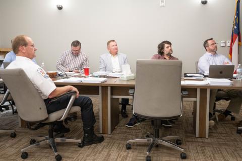 Commissioners listen in on budget proposals from each departments in one of three public hearings this week. ZACH TAYLOR/Staff