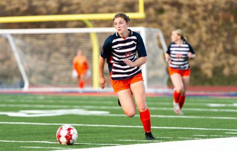 Sophomore Emmie Kyle provided one of the Lady Raiders’ 10 goals in the clubs dominant win over Clarke Central last Friday. SUBMITTED
