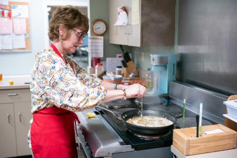 Chef Inger Smith prepares a meal in the Senior Center’s kitchen. Smith is all about preparing healthy meals for everyone. ZACH TAYLOR/Staff
