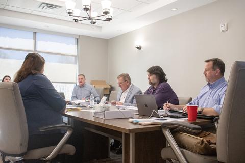 The County Commissioners listen to budget hearings from a few of the departments on Wednesday afternoon, including animal control, fleet and road maintenance, and emergency management services. HANNAH CAUDELL/Staff