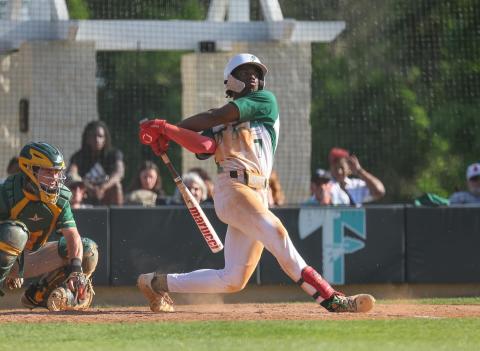 AUSTIN POFFENBERGER/Special Despite the loss, TFS third baseman Ashton Roache put two Indians runs on the board with his game one home run Friday against Stratford.