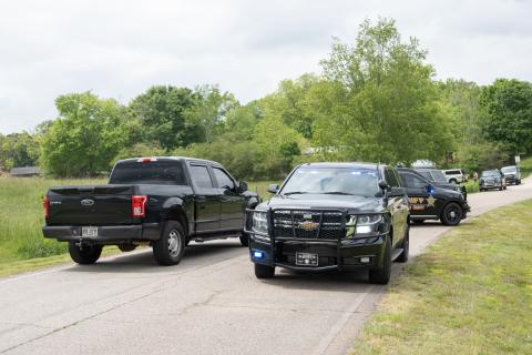 Habersham County deputies, GBI Bomb Squad and Habersham County Fire and Med units were on scene at a residence in Fairview after a cannonball involving black powder was reported to have not been inert. ZACH TAYLOR/Staff