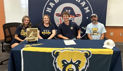 Spencer Frady made things official with Truett McConnell last week, signing with the Bears in the presence of his parents - Clint and Emily, and younger sister Reece. ADDIE MANEY/HCHS