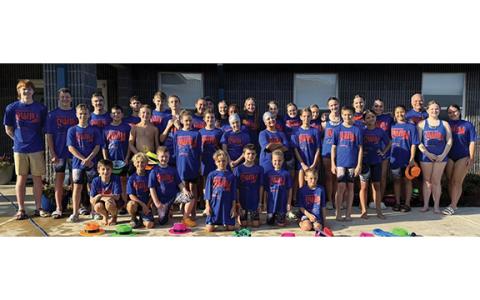 The Habersham County Swim Team poses for a photo during the GRPA State Meet at Moultrie, Georgia.  A combined team of the Hurricanes and Tallulah Falls Aquatics represented Habersham County who brought home 28 Medals, 36 ribbons and eight state championships. (Submitted)
