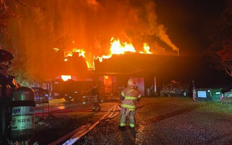 Firefighting crews from multiple stations responded to a fire on Plantation Drive in Clarkesville on Saturday night. (Submitted)
