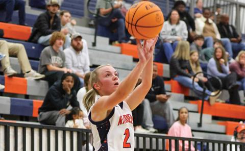 Habersham Central junior Jaden Bailes (2) goes for a three during a basketball game between Apalachee and Habersham Central at the Raider Gymnasium on Tuesday, Jan. 6. (Landen Todd/Staff)