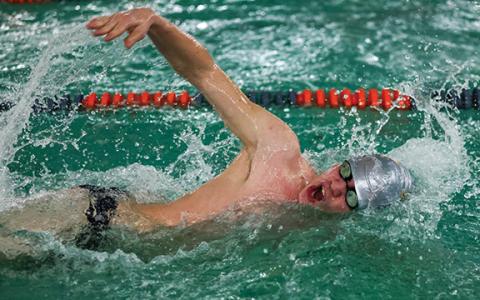 Habersham Central swimmer Trent Peters freestyles during the High School Last Chance Meet at Ruby C. Fulbright Aquatic Center on Friday, Jan. 23.