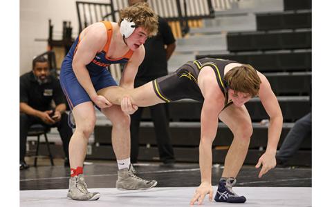 Habersham Central senior wrestler Jayden Garrison in action during the tournament. (Landen Todd/Staff)