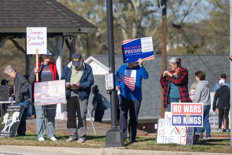 More than 200 people showed up to the No Kings protest in Habersham on Saturday. ZACH TAYLOR/Staff