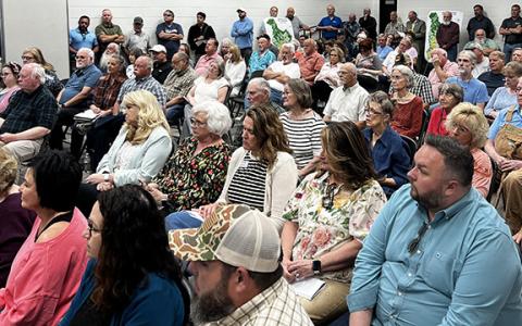 More than 100 people showed up for the Habersham County town hall on the new Unified Development Ordinance on Tuesday night. (Zach Taylor/Staff)