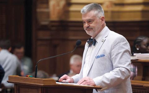 State Rep. Victor Anderson speaks about Senate Bill 214 on the House floor during the final day of the 2026 Legislative Session, on Thursday, April 2, at the Georgia Capitol in Atlanta. (Ashtin Barker/Capitol Beat)