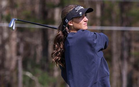 Habersham Central senior golfer Kadyn Green drives the ball during a matchup between Stephens County and Habersham Central at Apple Mountain Golf Club on Wednesday, April 8. (Landen Todd/Staff)