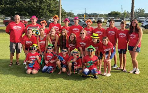 The 2026 Habersham County state swim team includes (front row) Ryelin London, Jonah McEntire, Grayson Free, Rowan Schofill, Omar Nunez, (second row) AbbyGrace Head, Ava Free, Kayleigh McEntire, Naomi Russo, Emmeline Penland, Ellie Gates, Adalynn Sheffield, Adalyn Reynolds, (back row) Coach Mike Krippner, Noah Reynolds, Elliott Rudeseal, Lincoln Penland, Luke Russo, Logan Thompson, Jameson Thompson, Ty Beack, Brody Kastner, Lucus Woodworth and Coach Sadie Hagel pose at the State Swim Meet in Moultrie. 
