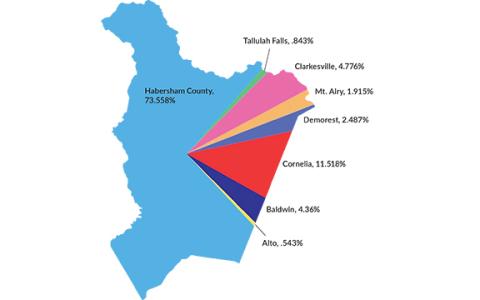 FLOST collections will be divided between Habersham County and its cities, with percentages calculated to provide equal millage rate rollbacks. (Kristen Adkinson and Samantha Sinclair/Staff)