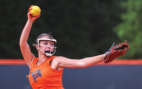 Habersham Central rising sophomore pitcher Cheyenne Dobson pitches the ball during the scrimmage between Banks County and Habersham Central at Raider Field on Tuesday, July 21. (Landen Todd/Staff)