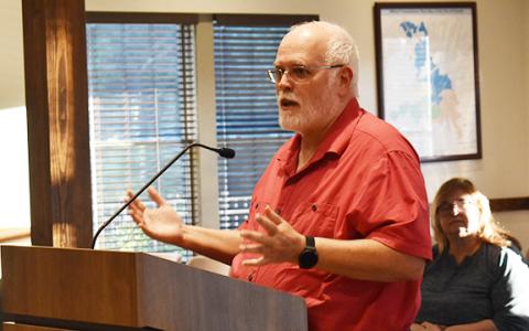 Blaine Wasden, a Cornelia resident and regular at Cornelia Commission meetings, explained to commissioners Tuesday night that he is in favor of the proposed millage rate increase because he felt city leadership have tried to be good stewards of taxpayer money despite inflationary circumstances. (Hannah Caudell/Staff)