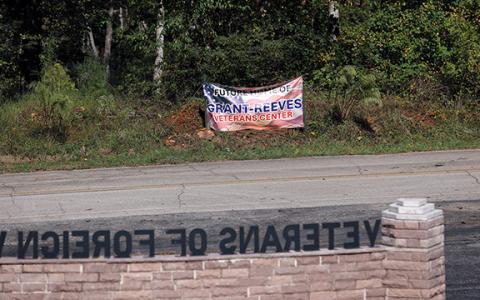 The Grant-Reeves VFW Memorial Park overlooks property earmarked for the future Grant-Reeves Veterans Center. (Landen Todd/Staff)