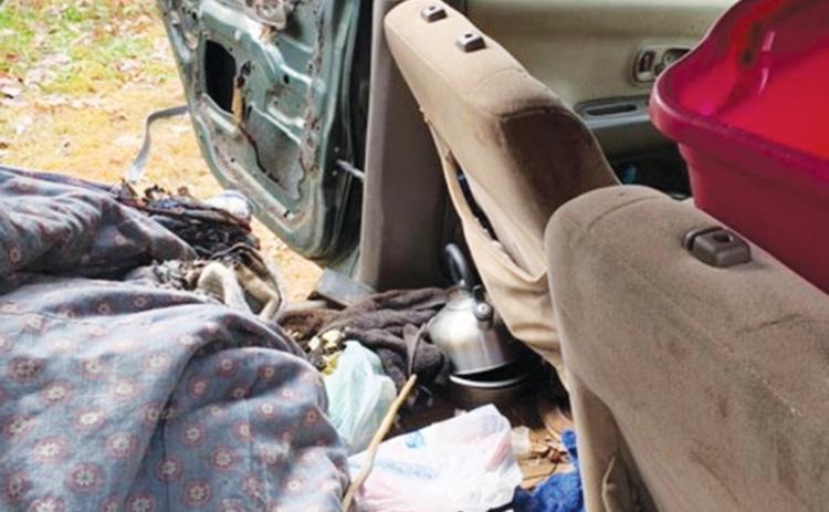 Photo courtesy of Habersham County The inside of the car that burned near Little Faith Lane on Wednesday was badly damaged, and the man had to be flown out with burns.