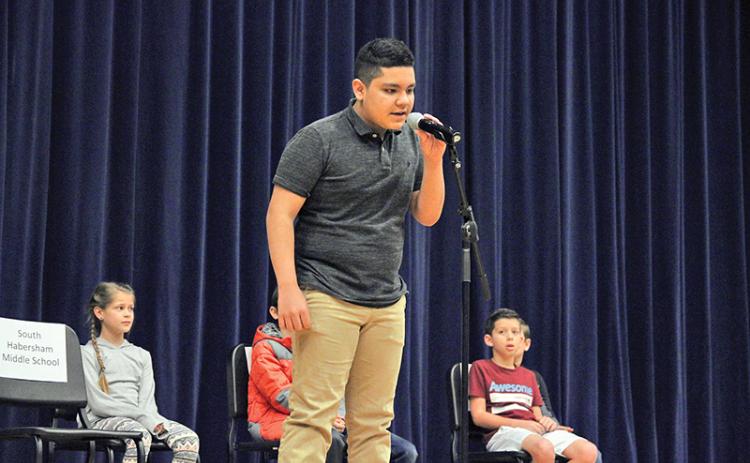  South Habersham Middle School seventh grader Richard Navarro spelled "throttle" to win the Habersham County spelling bee.