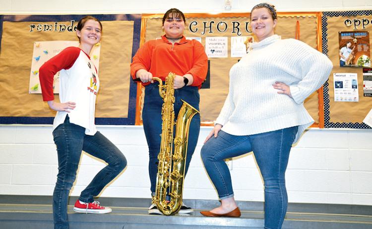 Habersham Central High School music students (from left) Hannah Panjic, Yasmi Velasquez and Ellawyn Ketch are three talented stars among a strong fine arts program. Their performances at a recent school board meeting opened some eyes to the brilliance of their work.