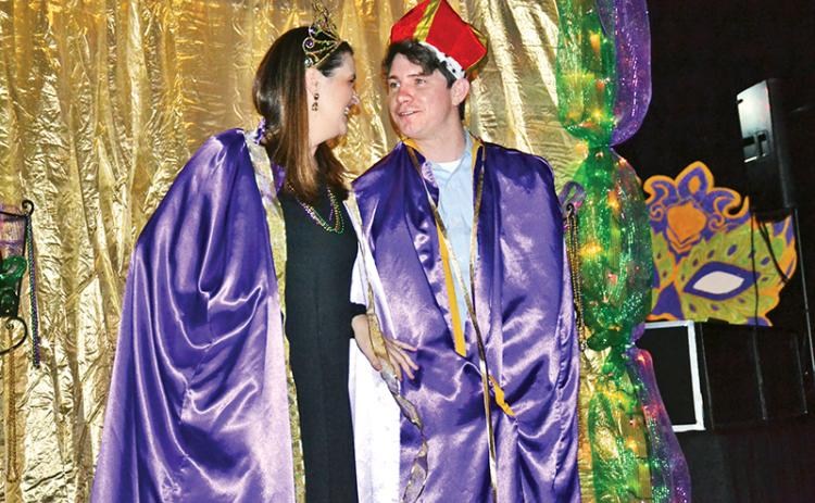 Meg and Josh Luke were the lucky ones to find the baby in the King Cake at the Clarkesville Mardi Gras event at the Habersham Event Center on Saturday night. They were named king and queen of the ball.