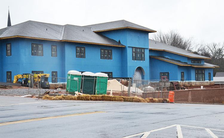 An extremely rainy February has delayed the completion date for the new Cornelia City Hall and fire station.