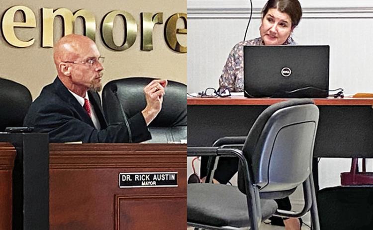 Demorest Mayor Rick Austin (left photo) requested a motion for the termination of City Manager Kim Simonds (right photo) at Tuesdsay’s city council meeting.