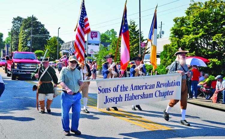 The Sons of the American Revolution mach in last year’s Mountain Laurel Festival in Clarkesville.