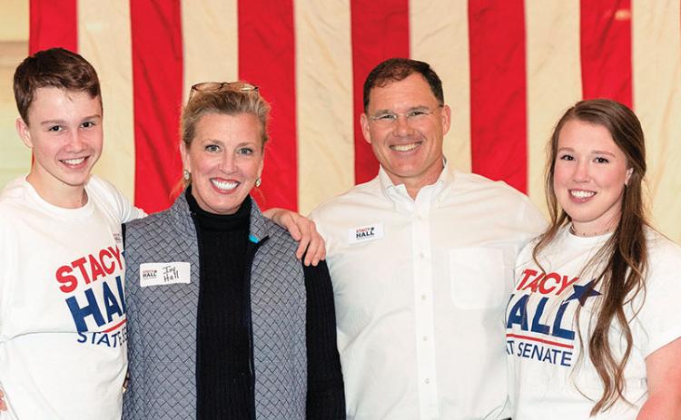 District 50 candidate Stacy Hall has a strong support system in son Lincoln, wife Ivy and daughter Brinson.