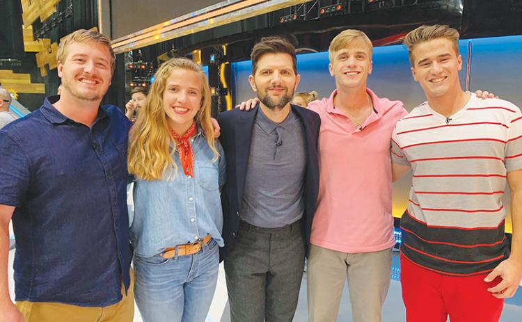 Posing before their appearance on “Don’t” are Graham Williams, Leita Williams, host Adam Scott, Reagan Williams and Nathan Williams. Photo courtesy of ABC