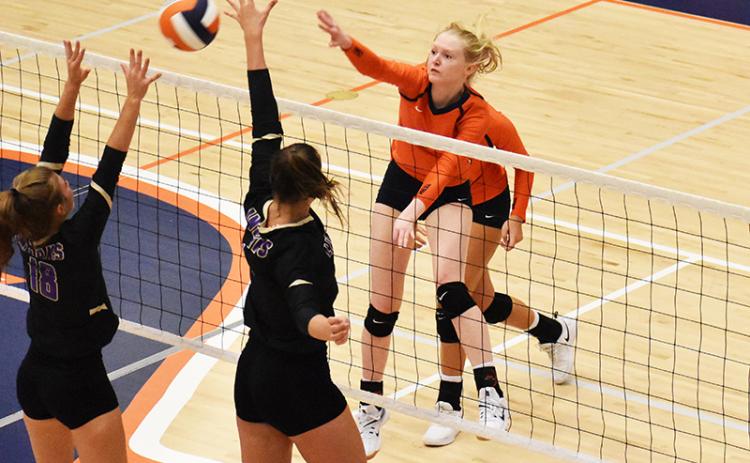 Habersham Central’s Molly Butler goes hard to the net during a recent match.