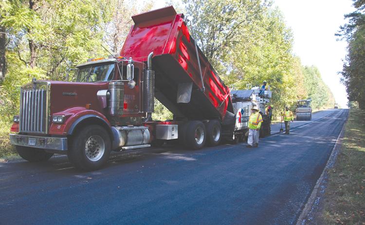 Road paving on Dicks Hill Parkway in Mt. Airy was completed on Wednesday.