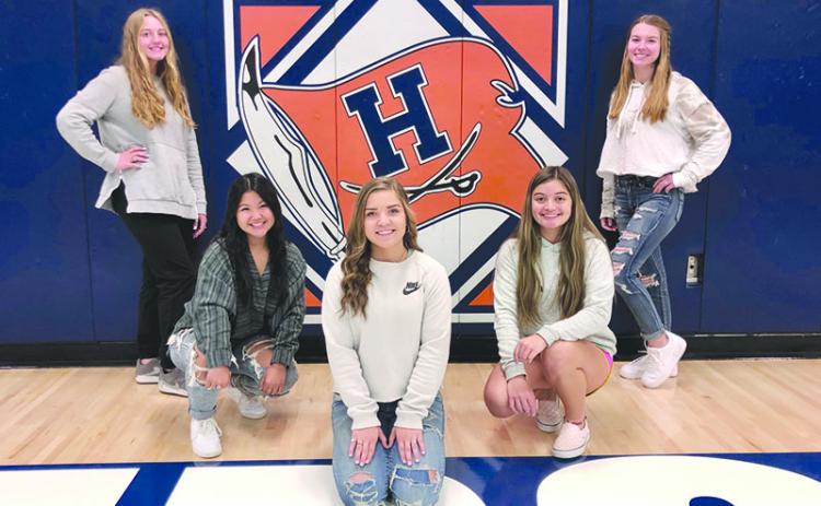 Habersham Central’s senior girls on this year’s homecoming court are (from left) Preslee Hix, Maddy Alexander, Caroline Way, Shyann Sosebee and Autumn Gattis. The queen will be announced at the rescheduled homecoming game, set for Tuesday, Nov. 17.