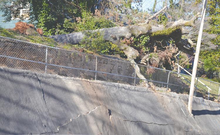 The flooding damage to the wall on Central Avenue in Demorest also brought down a 100-year-old oak tree, according to a letter from residents of Sosebee Lane.