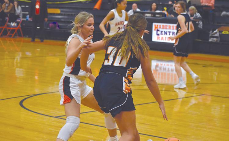 Habersham Central’s Hailey Wade (left) defends a Lakeview player during a game on Jan. 16.