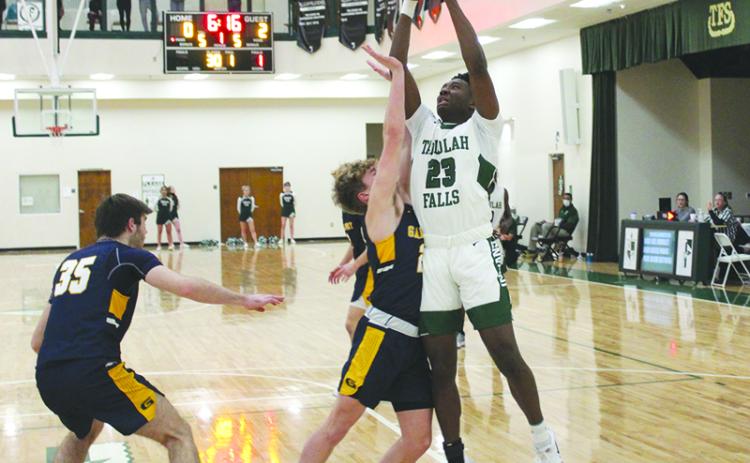 Tallulah Falls’ Devonte Allen pulls up for a jumper inside Saturday against Galloway.