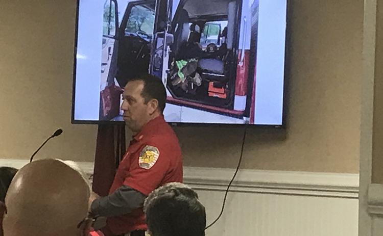 Demorest Fire Chief Ken Ranalli presents the details of his fire truck proposal at a meeting Feb. 2.