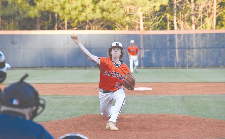 Habersham Central’s Logan Kay pitches against Lanier on Monday night.
