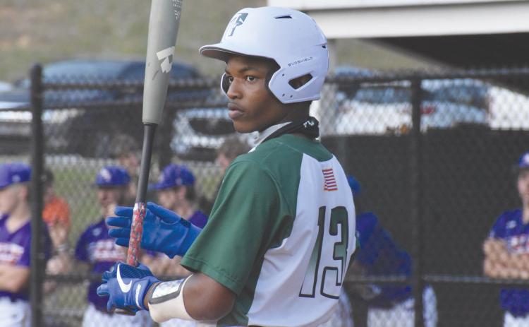 Tallulah Falls’ Frankey Moree waits to bat Tuesday night. Moree had four RBIs in the loss to Athens Christian. CODY ROGERS/Staff
