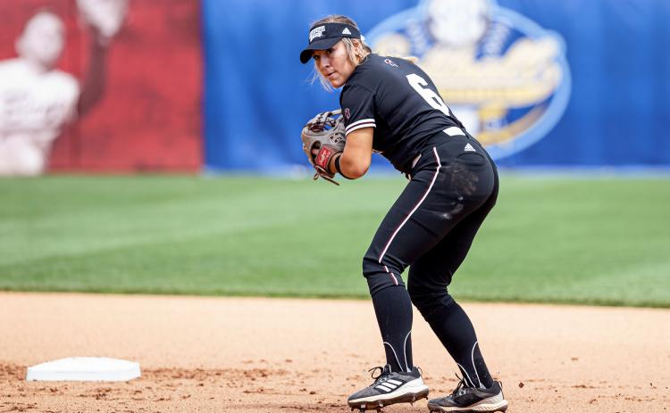 Former Lady Raider Paige Cook was named to the All-SEC Newcomer Team last week. Cook, a sophomore, has started every game this season for Mississippi State and currently ranks fifth on the team with a .272 average. She also leads the team in triples and has three home runs. Photo submitted by Brian Ogden/Mississippi State Sports Information