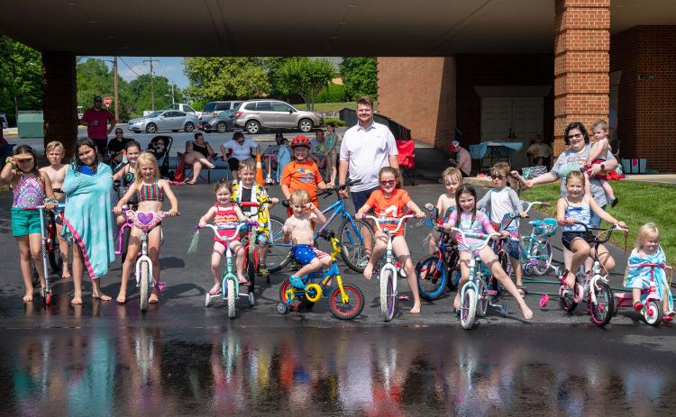 Participants shown in First Baptist Church of Cornelia’s Bike-A-Thon are (front row, from left) Katie Saucedo, Natalie Saucedo, Maizee Fleming, Hannah Hilliard, Declan Fleming, Adalynn Sheffield, Jocelyn Reynolds, Sudie Evans and Nora Rudeseal. Back row are (from left) Elliott Rudeseal, Natalie Hilliard, Cohen Thomas, Collier Thomas, Jameson Deering, Levi Rudeseal, William Sheffield, Emma Souther, Nicole Souther and Gavin Souther. Not pictured is Nora Peck. RANDY LEBLANC/Submitted