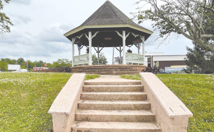 Proposed renovations at the  property containing the gazebo and KIA Memorial in Clarkesville have been on hold as the city and county still decide how to best  manage it. BRIAN WELLMEIER/Staff