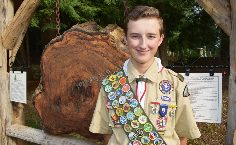Joseph McGahee worked on the “Slice of History” project in Clarkesville as his Eagle Scout project. JAKE MCGAHEE/Submitted