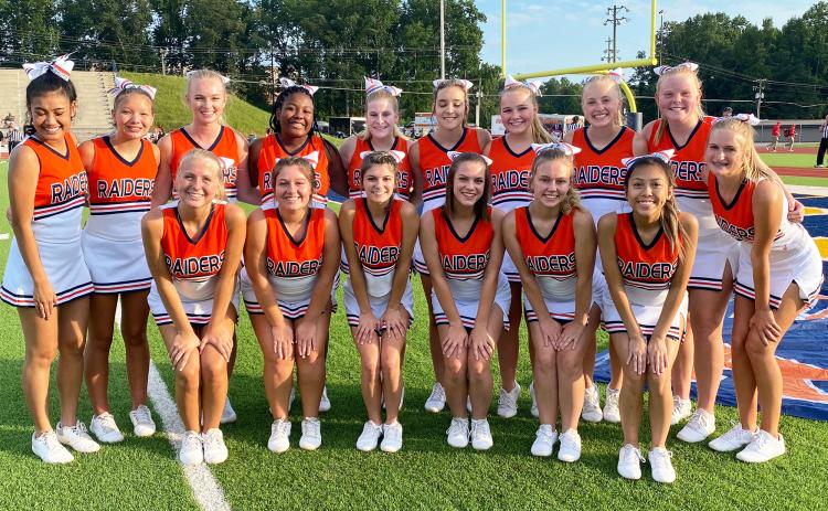 Members of Habersham Central’s varsity cheerleading squad for 2021 are (back row, from left) Angelica Vilayvong, Kali Contreras, Samara Chappell, Ebonie King, Brianna Butler, Emma Parkey, Ava Brookshire, Haley Vieira, Makenna Eller and Annabelle James. Front row are (from left) LeAnn Kennedy, Morgan Pitts, Aloni Bowden, Ella Free, Jaylon Davidson and Jolina Phongsavanh-Kensey. Not pictured is Shyanne Rinefierd. JALEN HULSEY/Submitted